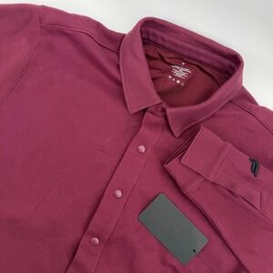 Fabletics The Go To Shirt Jacket‎ Merlot Button Up Long Sleeve Men Large Maroon